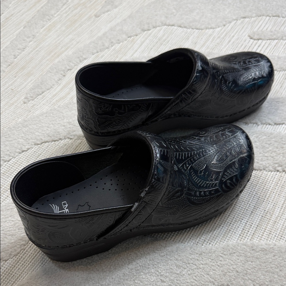 Dansko Black Embossed Clogs